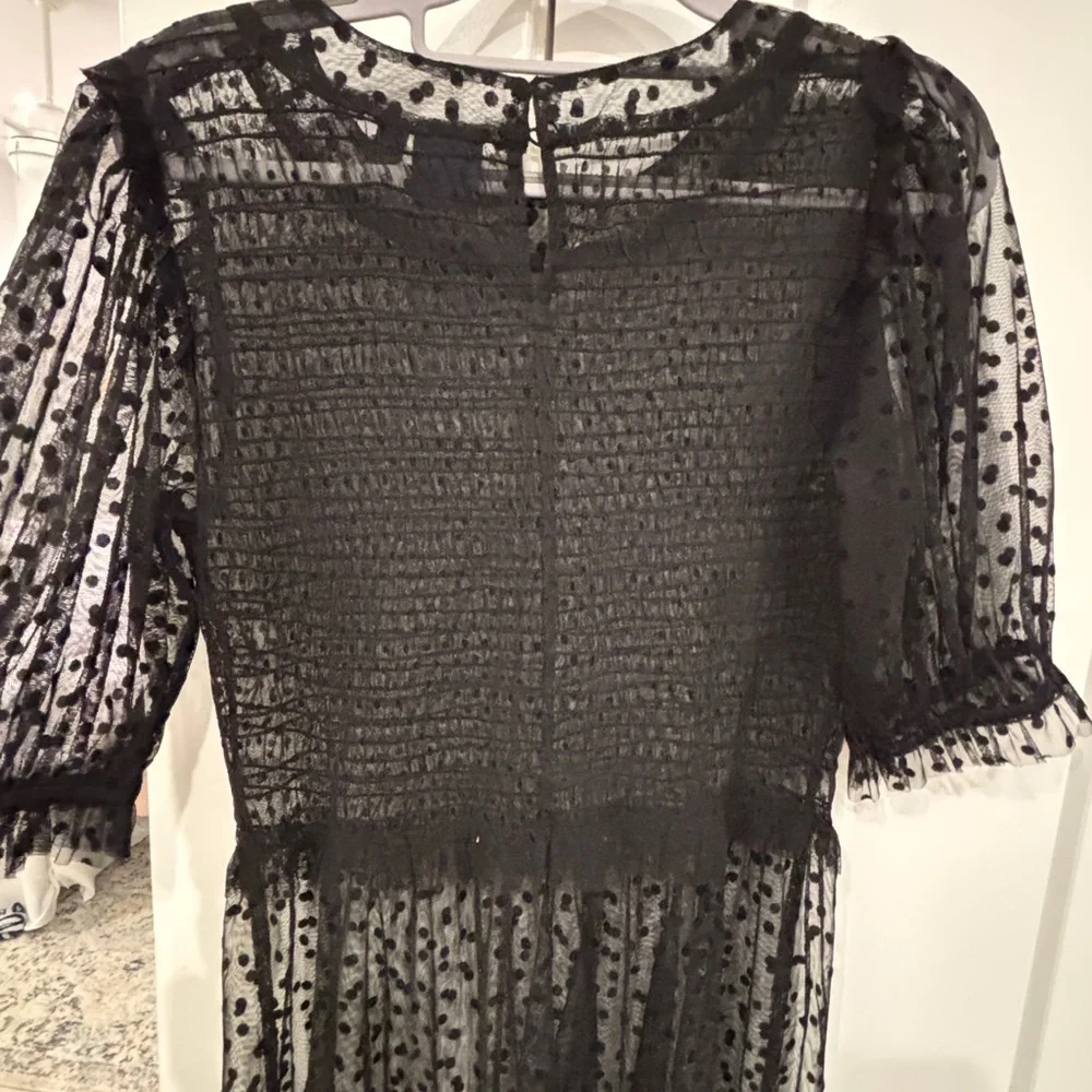GAP Black Sheer Polka Dot Mini Dress. Size M - Picture 4 of 6